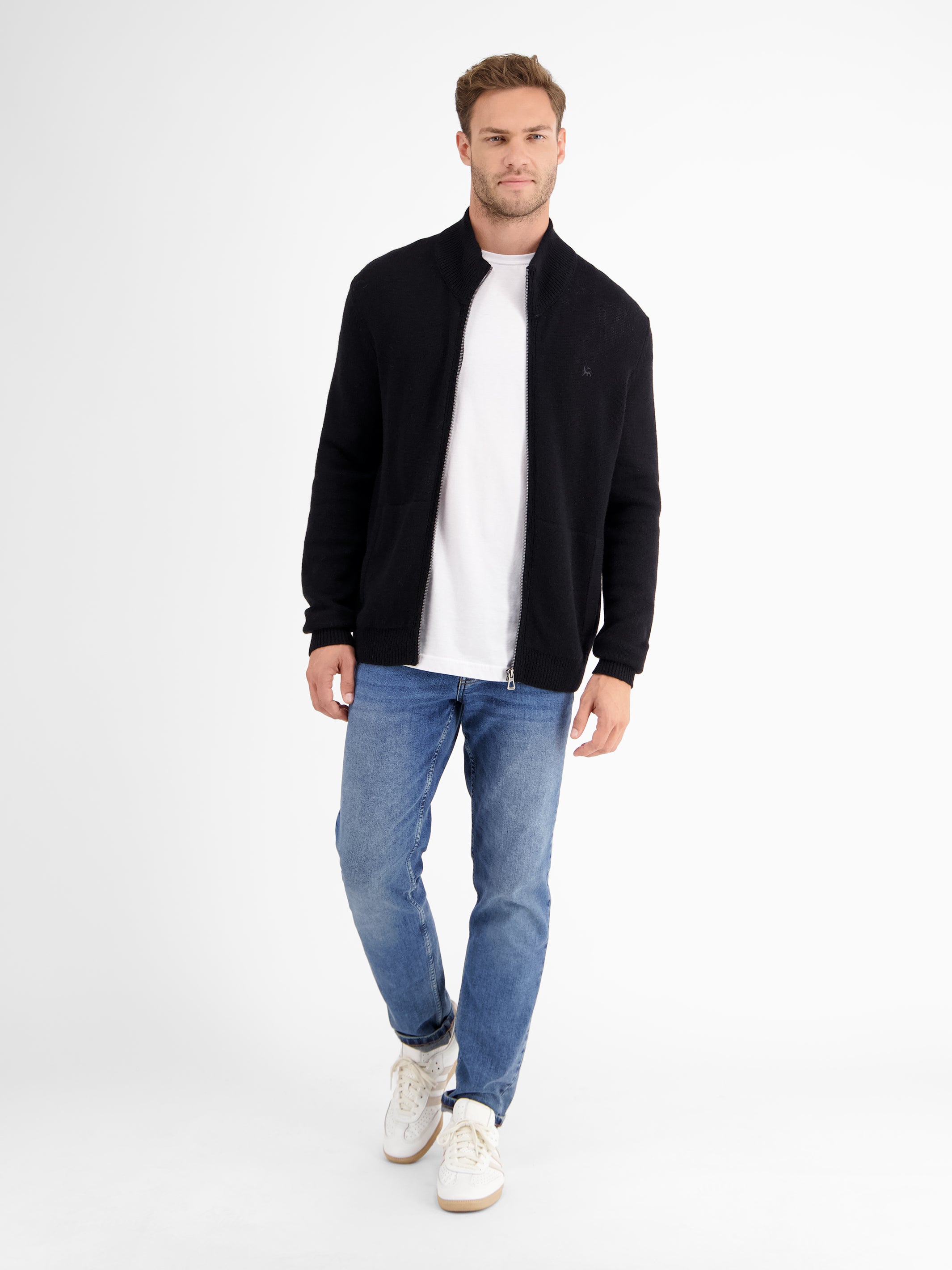 Schurwoll-Strickjacke mit Kaschmiranteil - LERROS
