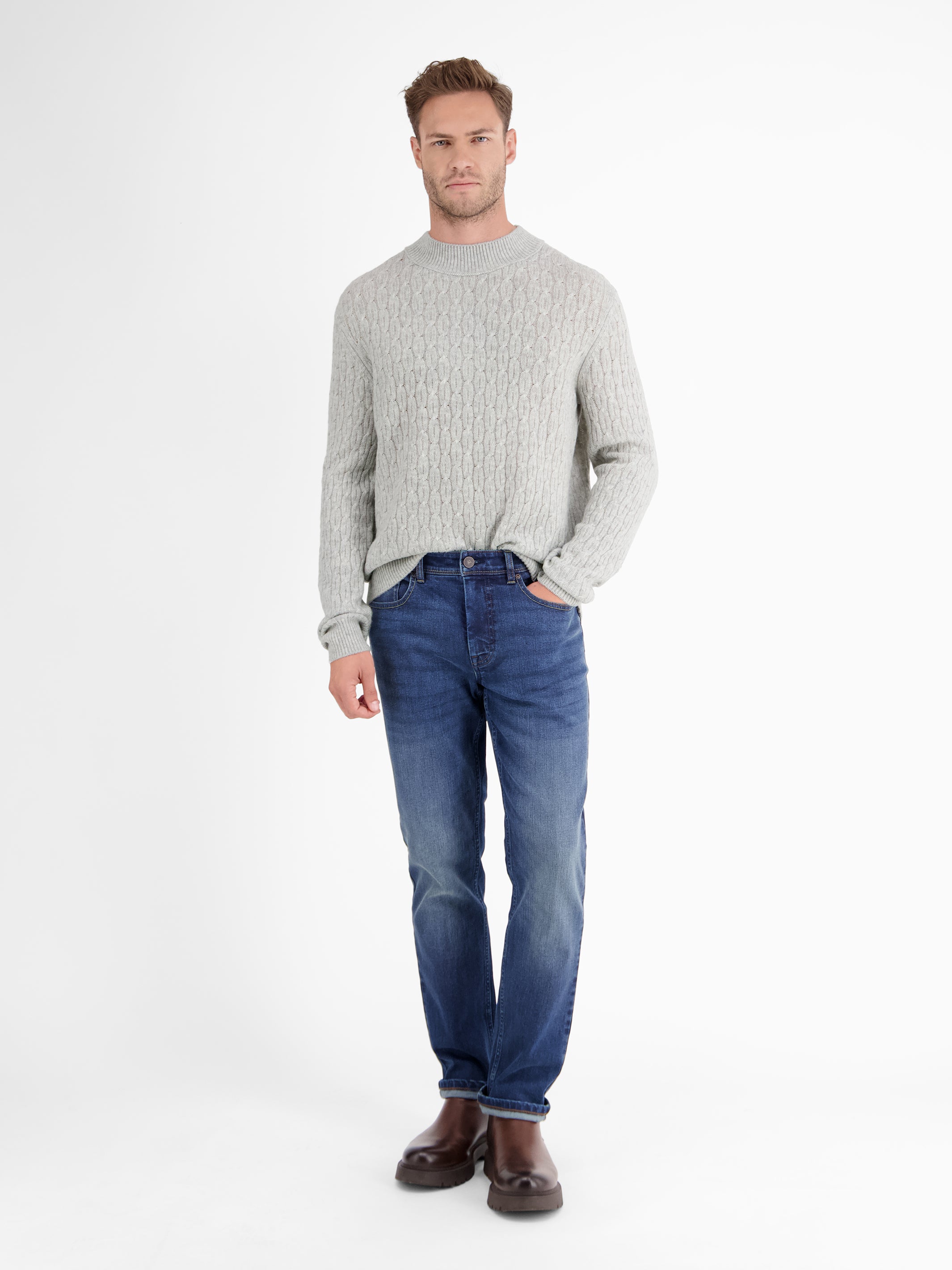 Cable-Strickpullover mit Turtleneck - LERROS