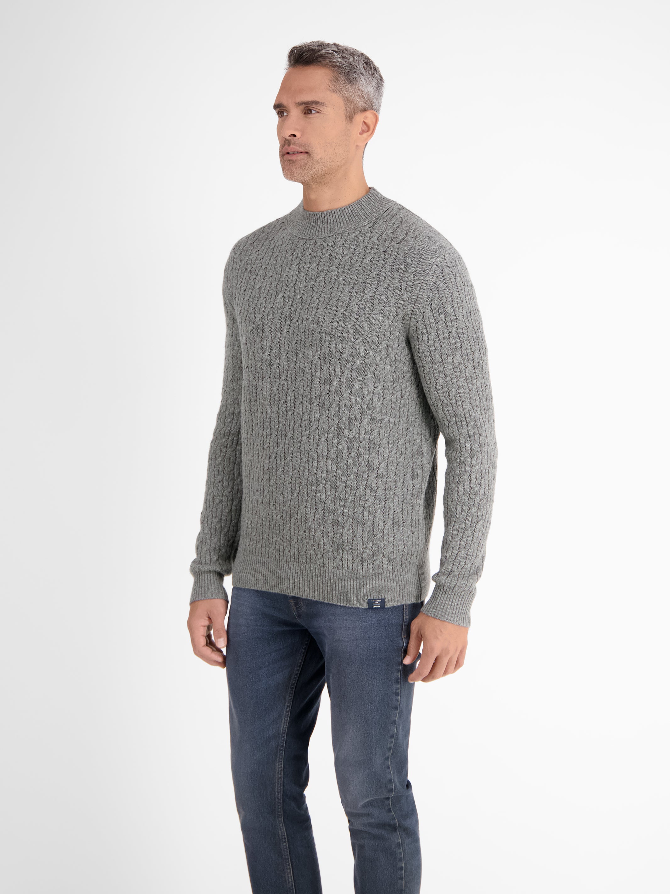 Cable-Strickpullover mit Turtleneck - LERROS