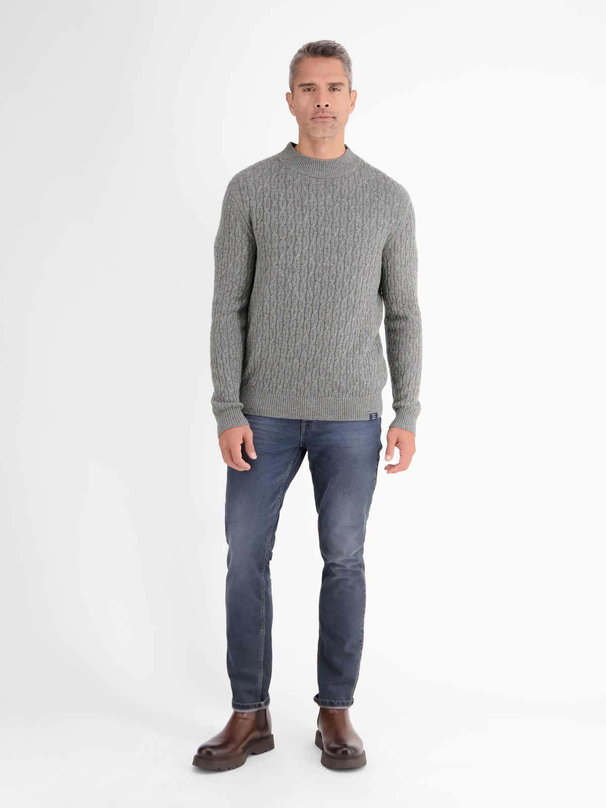 Cable-Strickpullover mit Turtleneck - LERROS