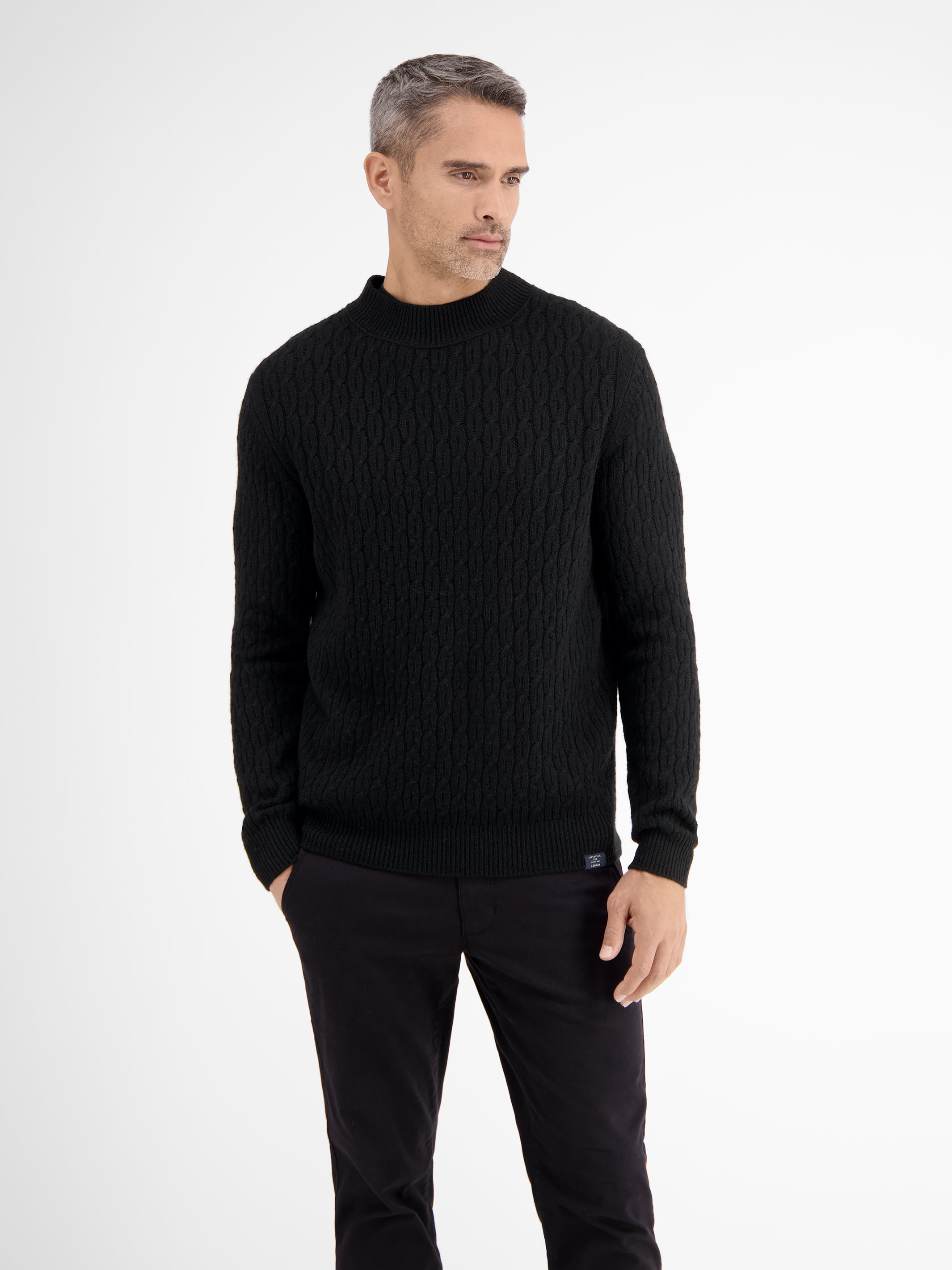Cable-Strickpullover mit Turtleneck - LERROS