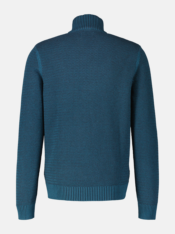Knitted sweater with zip collar for men in plus sizes – LERROS