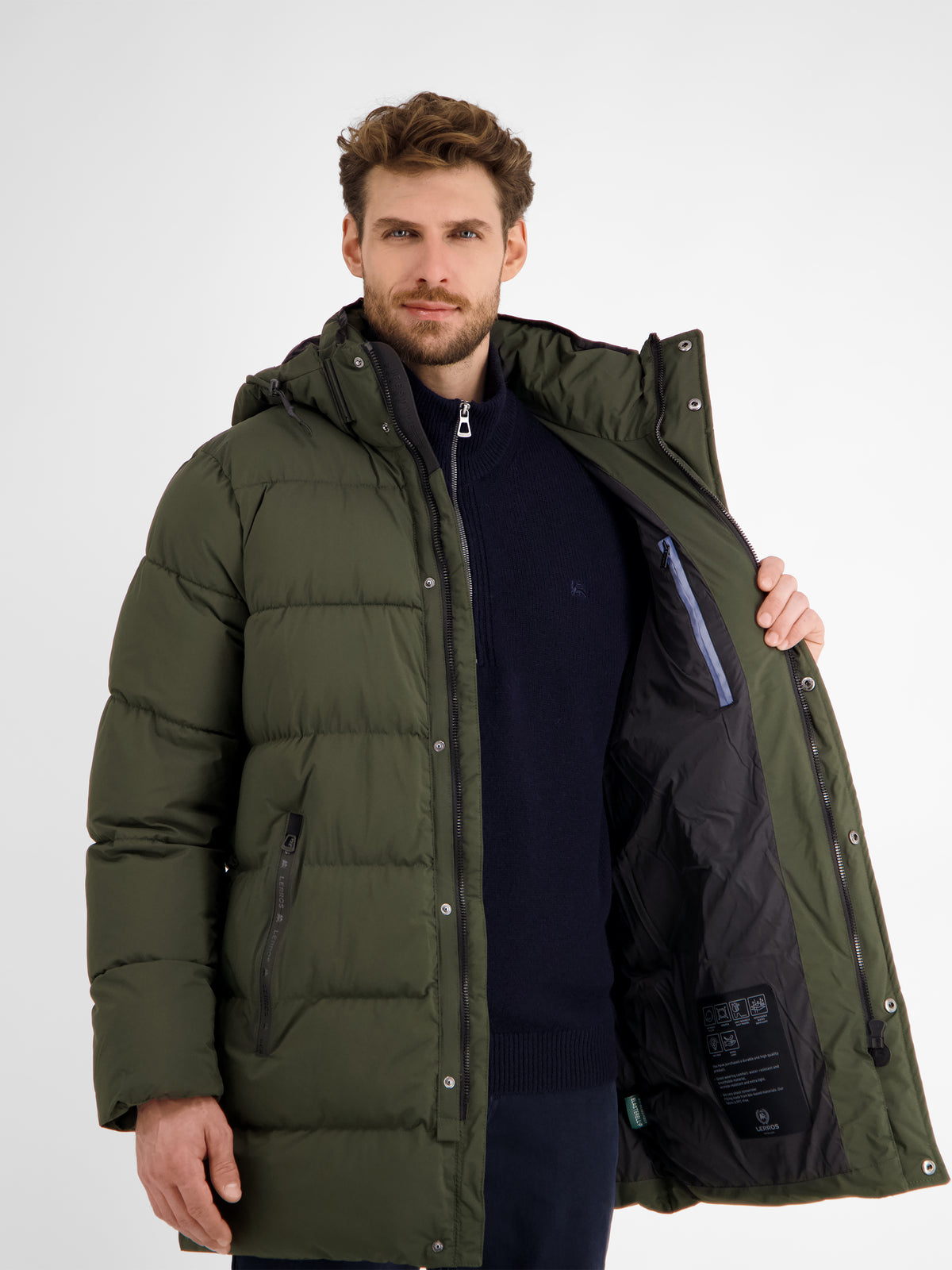 Warm gefütterte Steppjacke mit abnehmbarer Kapuze - LERROS