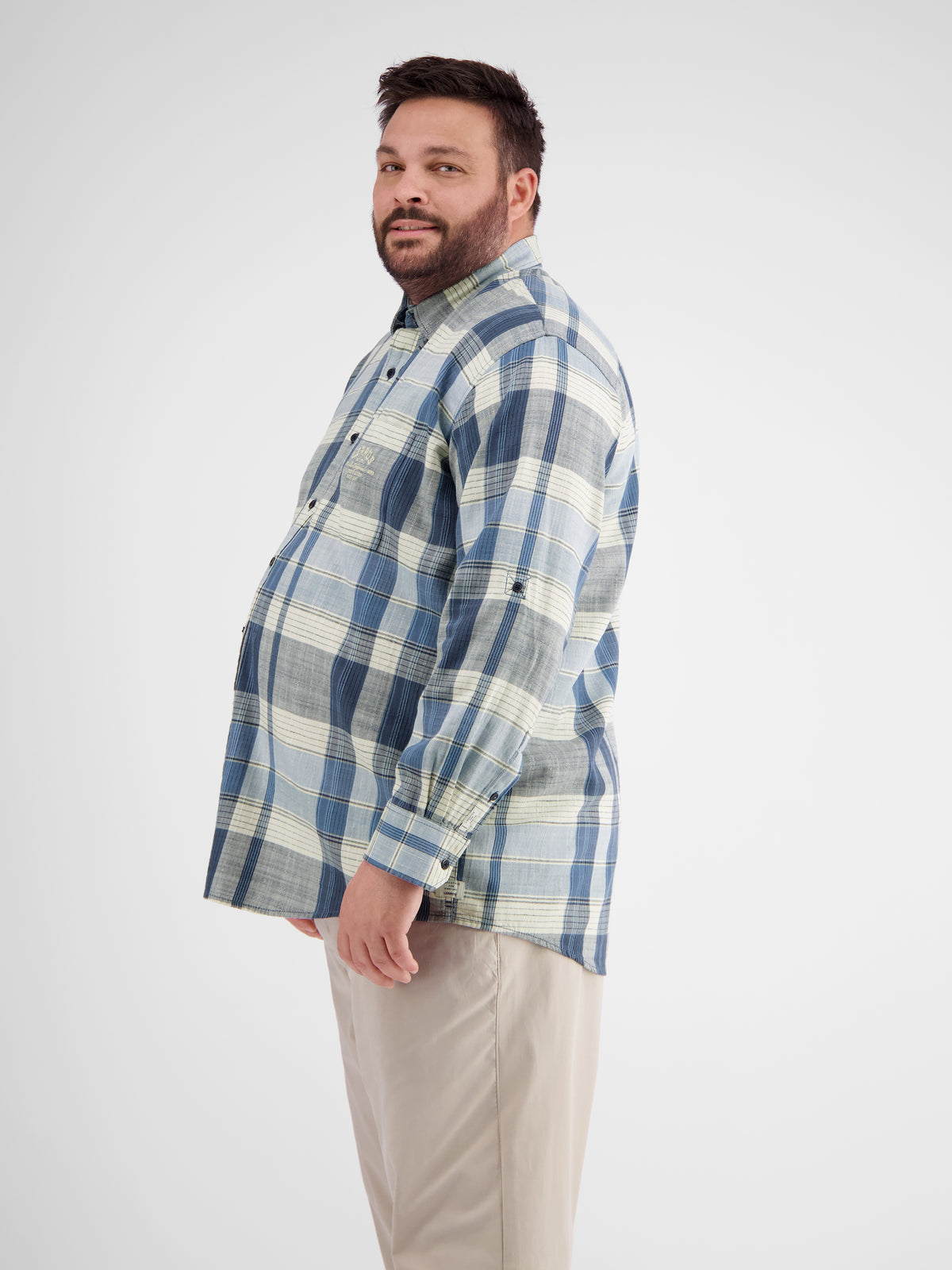 Kariertes Herrenhemd von 3XL bis 6XL mit verdecktem Button-down-Kragen - LERROS