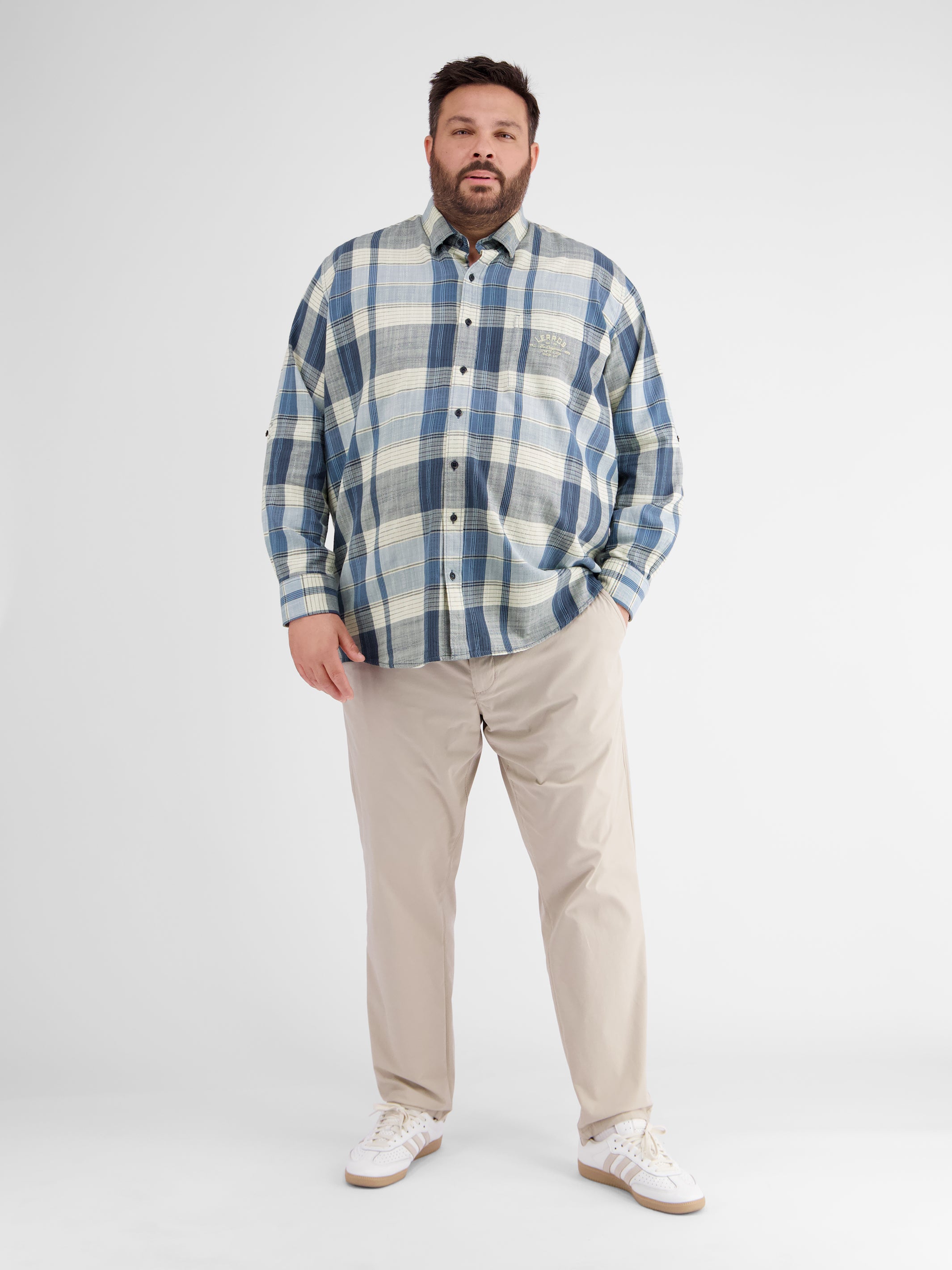 Kariertes Herrenhemd von 3XL bis 6XL mit verdecktem Button-down-Kragen - LERROS