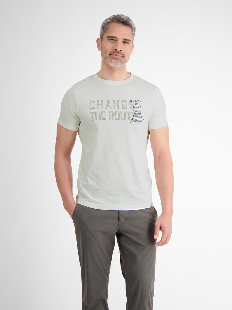 Unifarbenes T-Shirt mit Print - LERROS