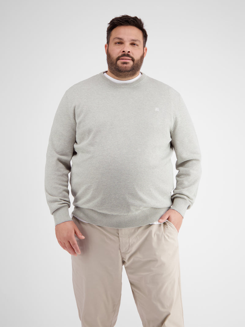 Strickpullover in Übergröße für Herren mit schmaler Rippstruktur - LERROS