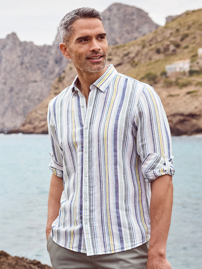 Gestreiftes Langarmhemd in Leinen-Baumwollqualität - LERROS