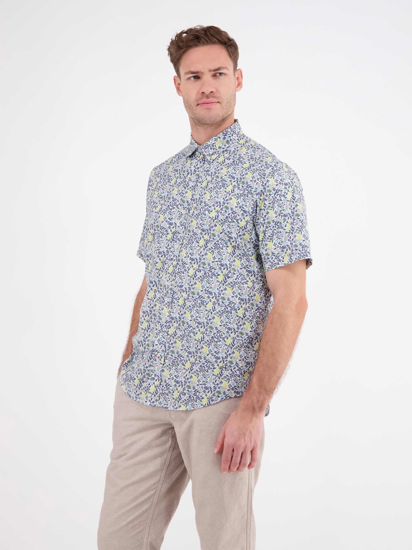 Herren Halbarmhemd, floral bedruckt - LERROS