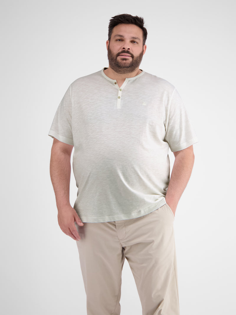 Unifarbenes Serafino-Shirt in Großen Größen - LERROS