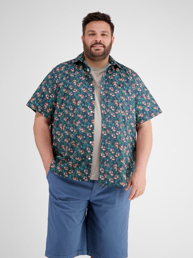 Floral gemustertes Halbarmhemd in Übergrößen - LERROS