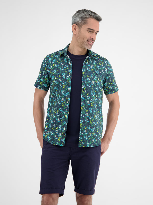 Herren Poplin-Stretchhemd, floral gemustert - LERROS