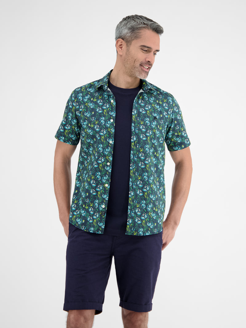 Herren Poplin-Stretchhemd, floral gemustert - LERROS