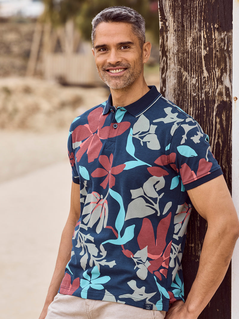 Poloshirt, sommerlich-floral gemustert - LERROS