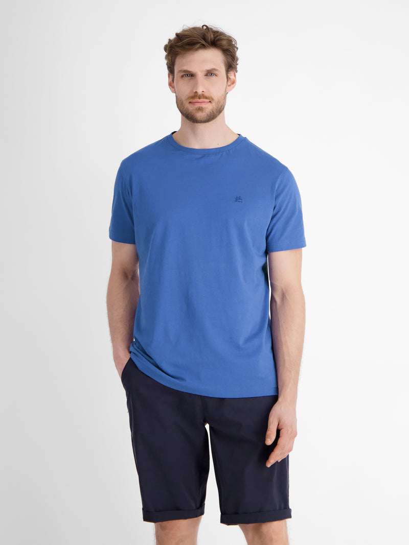 Basic T-Shirt mit Logostitch, unifarben - LERROS