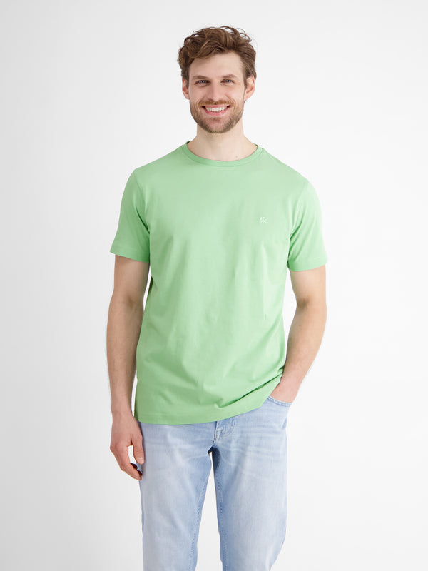 Basic T-Shirt mit Logostitch, unifarben - LERROS