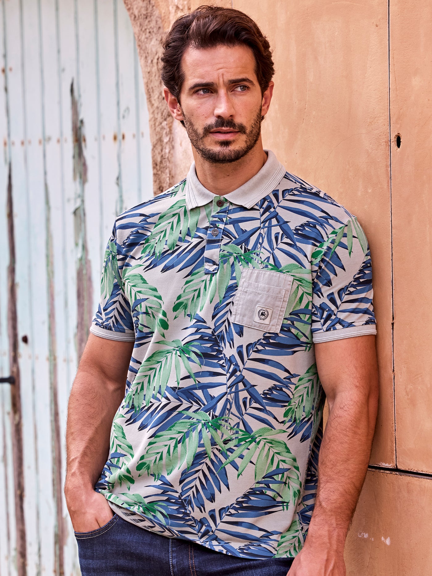 Herren Poloshirt, floral bedruckt - LERROS