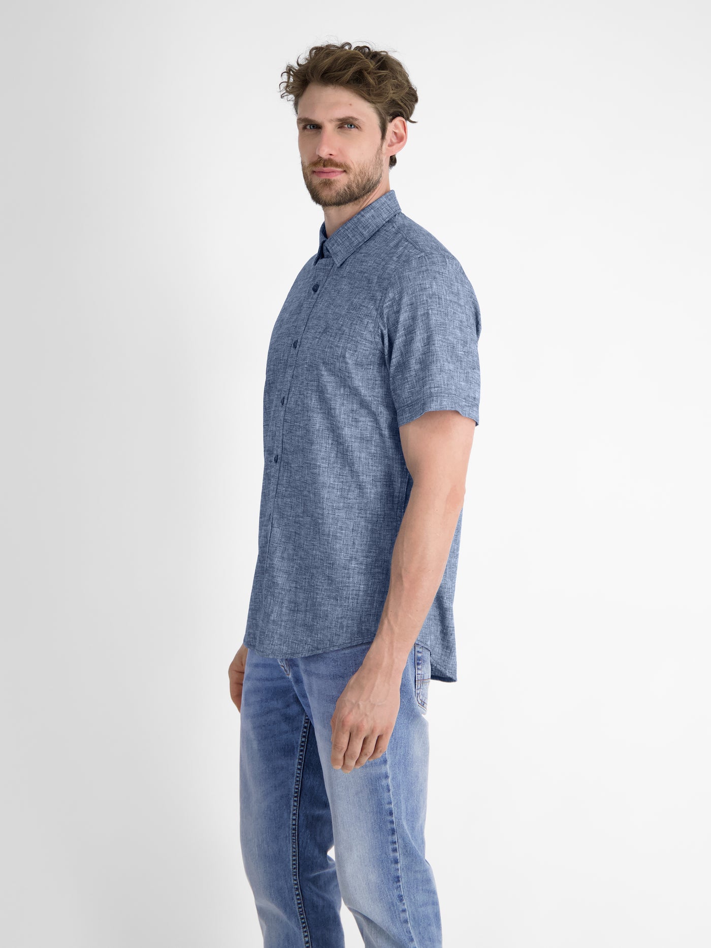 Kurzarmhemd mit verdecktem Button-down-Kragen - LERROS