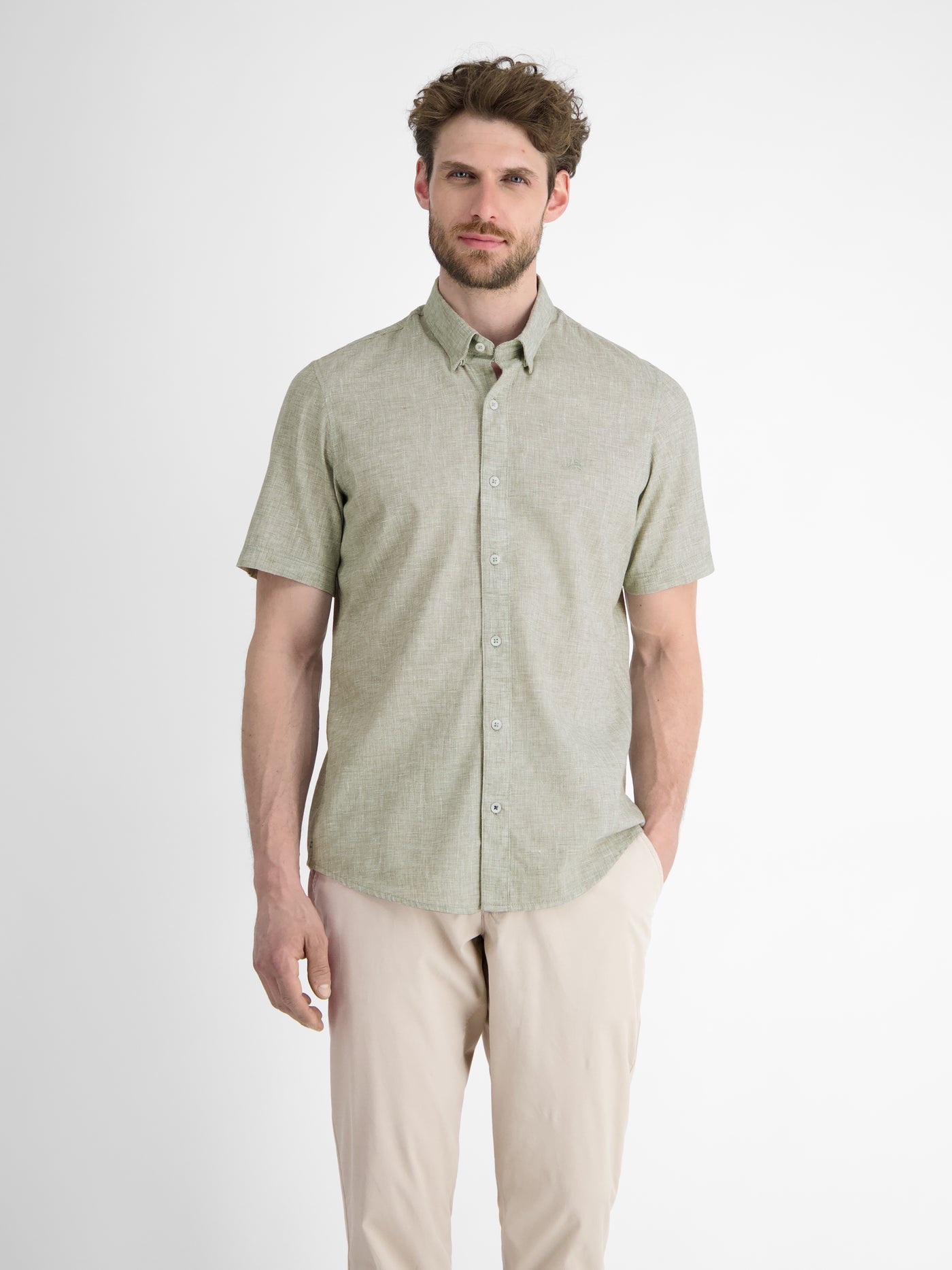 Kurzarmhemd mit verdecktem Button-down-Kragen - LERROS