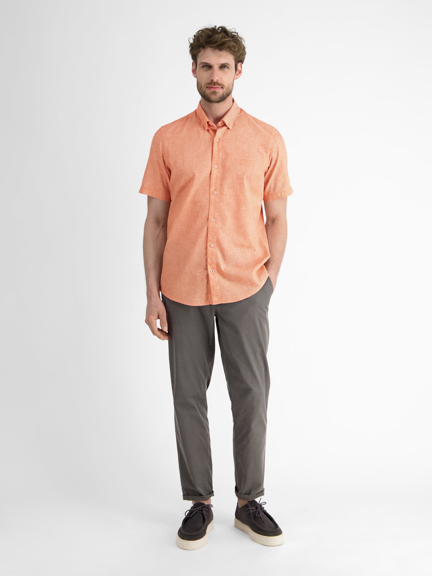 Kurzarmhemd mit verdecktem Button-down-Kragen - LERROS