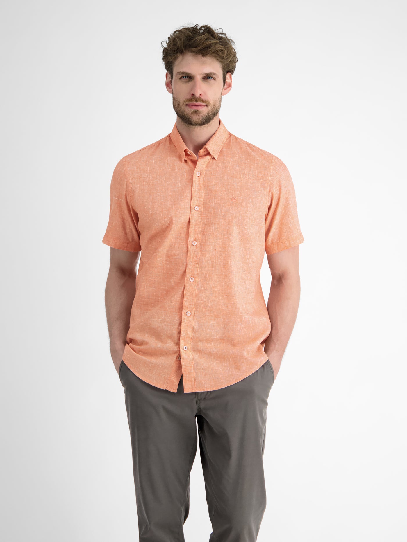 Kurzarmhemd mit verdecktem Button-down-Kragen - LERROS