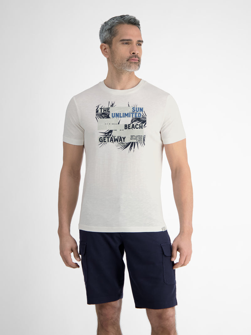 Herren T-Shirt mit sommerlichem Brustprint - LERROS