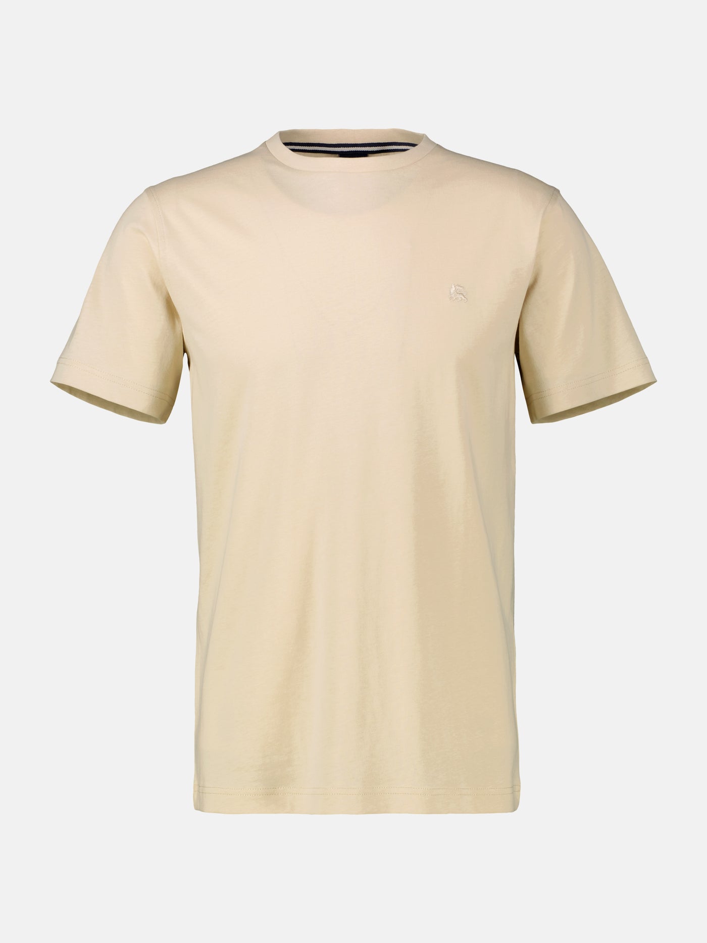 Basic T-Shirt mit Logostitck, unifarben - LERROS