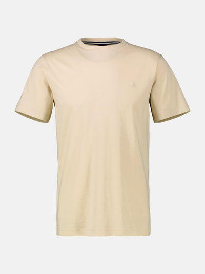 Basic T-Shirt mit Logostitck, unifarben - LERROS