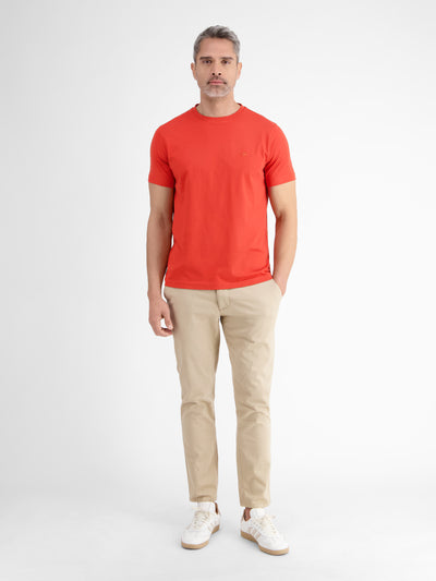 Basic T-Shirt mit Logostitck, unifarben - LERROS