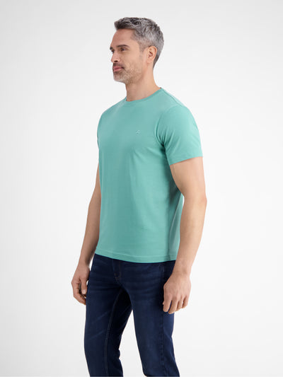 Basic T-Shirt mit Logostitck, unifarben - LERROS