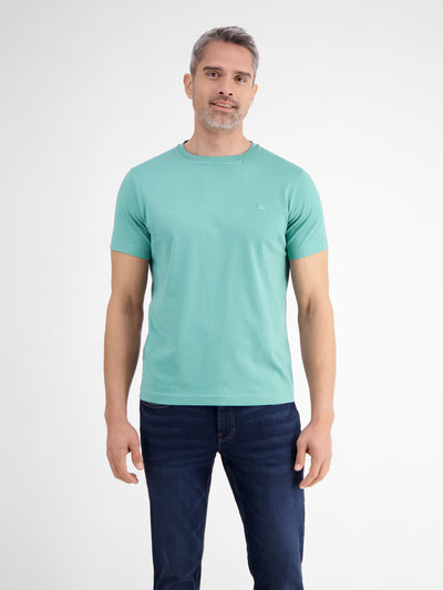 Basic T-Shirt mit Logostitck, unifarben - LERROS