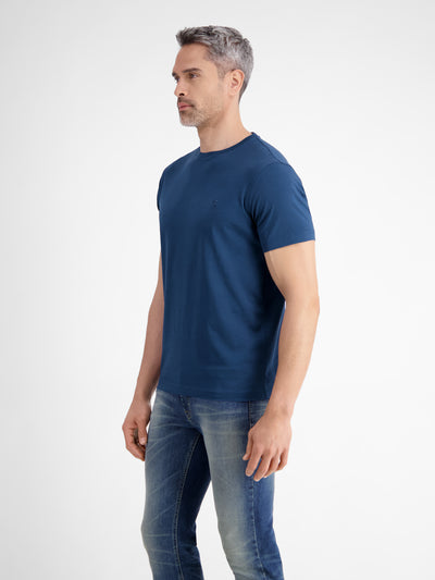 Basic T-Shirt mit Logostitck, unifarben - LERROS