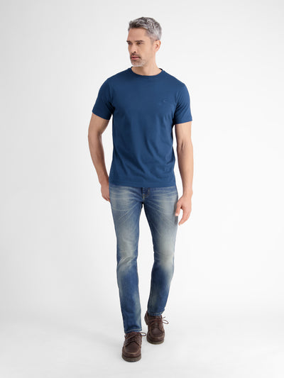 Basic T-Shirt mit Logostitck, unifarben - LERROS