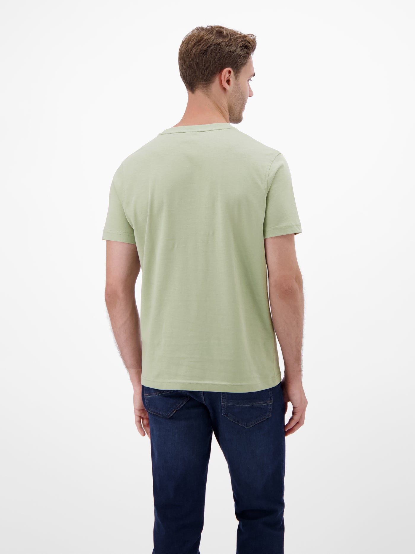 Basic T-Shirt mit Logostitck, unifarben - LERROS