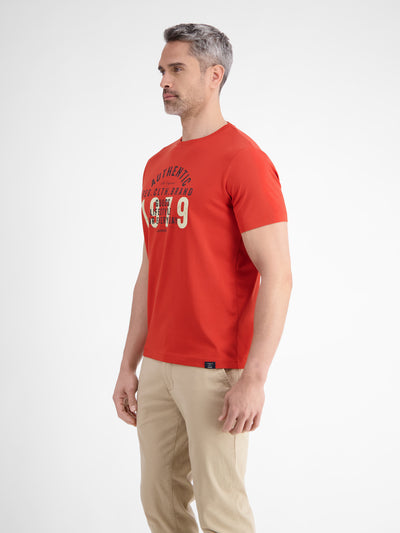 Unifarbenes T-Shirt mit Print - LERROS