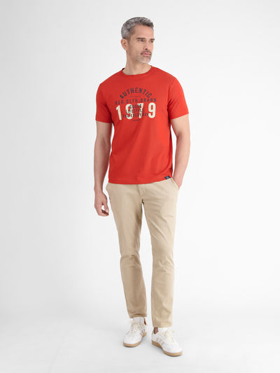 Unifarbenes T-Shirt mit Print - LERROS