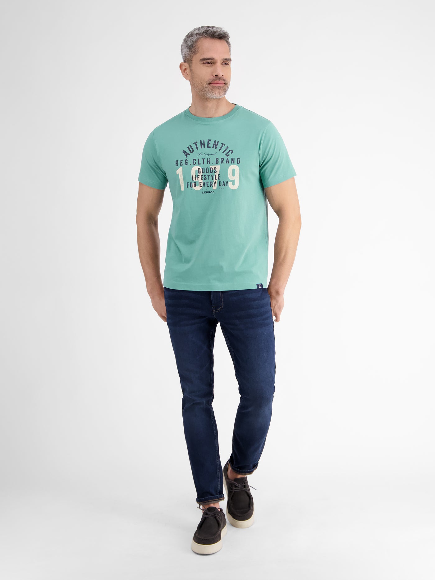 Unifarbenes T-Shirt mit Print - LERROS