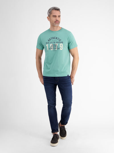 Unifarbenes T-Shirt mit Print - LERROS