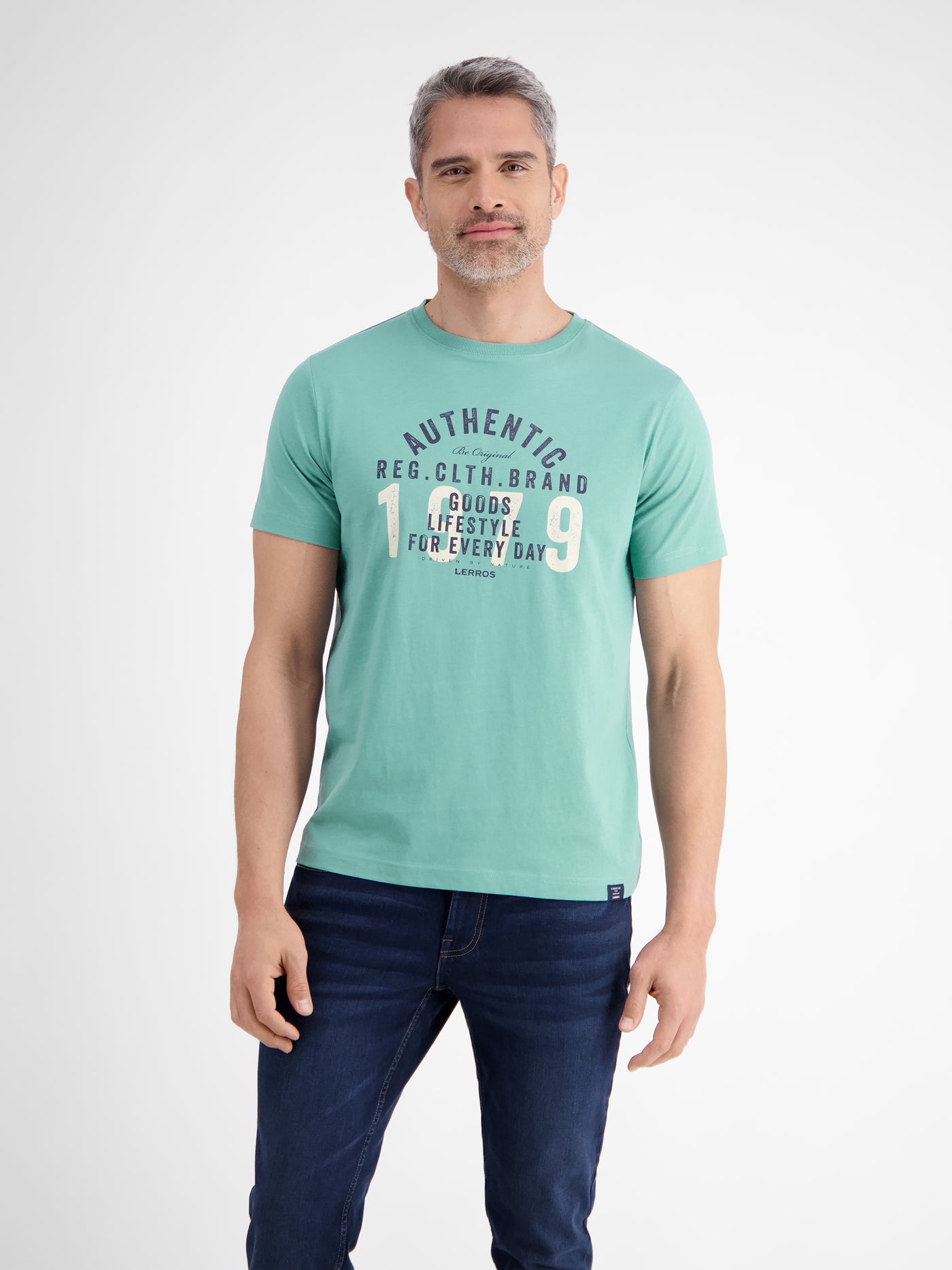 Unifarbenes T-Shirt mit Print - LERROS