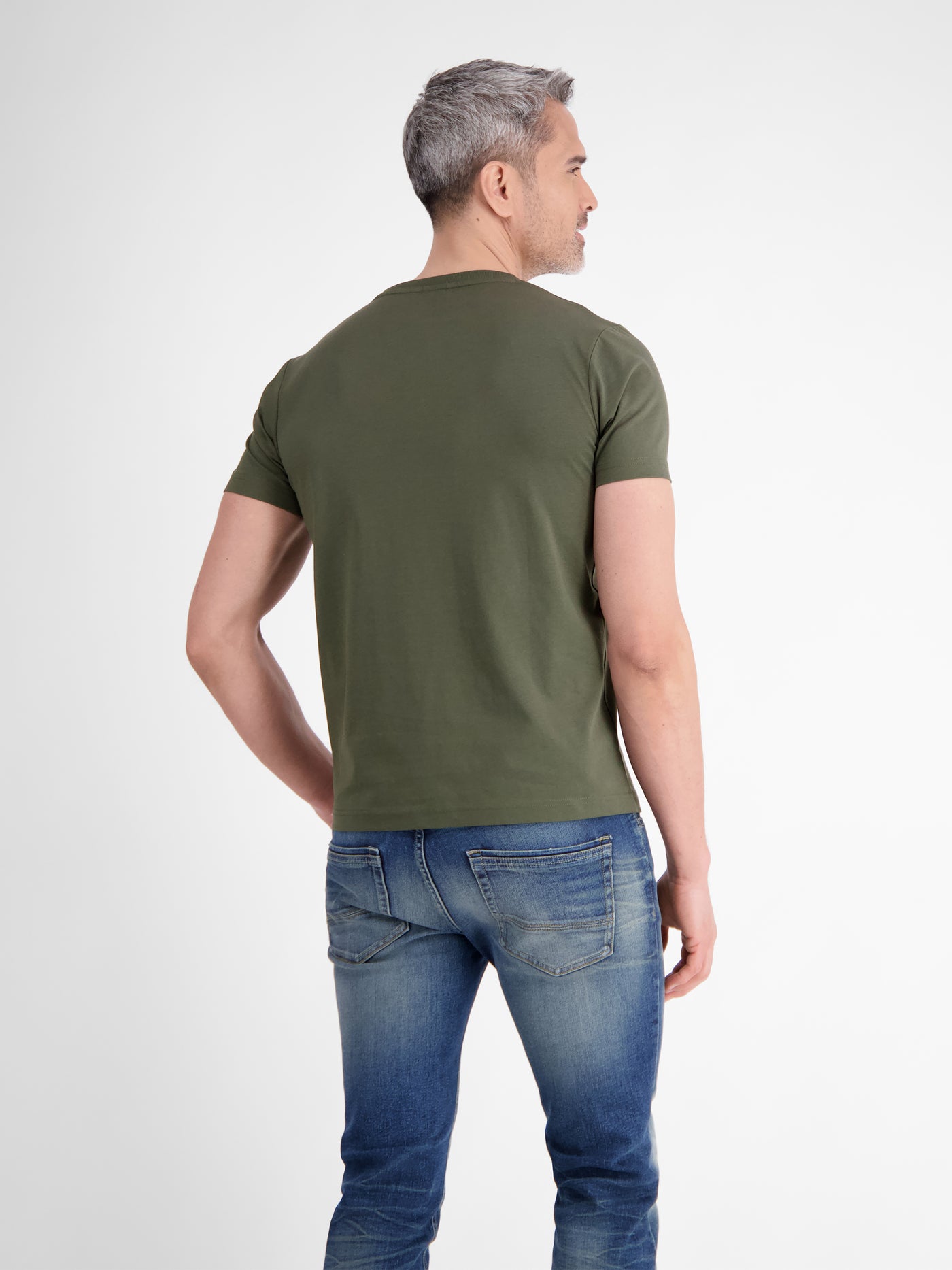 Unifarbenes T-Shirt mit Print - LERROS