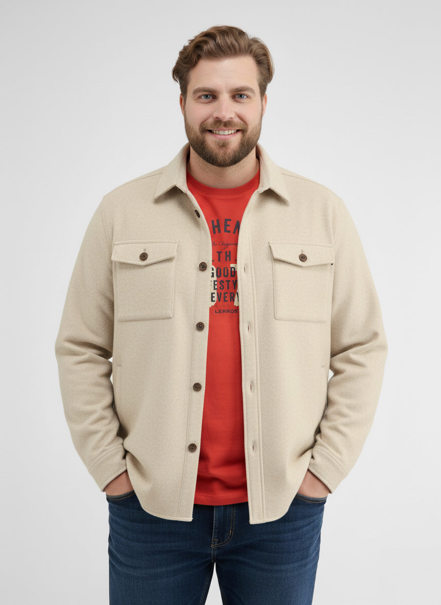 Übergrössen-Hemdjacke in Wolloptik - LERROS