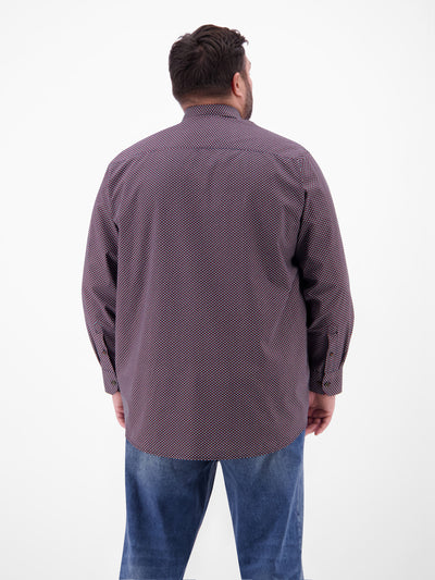 Langarmhemd in Übergrössen, dezent gemustert - LERROS