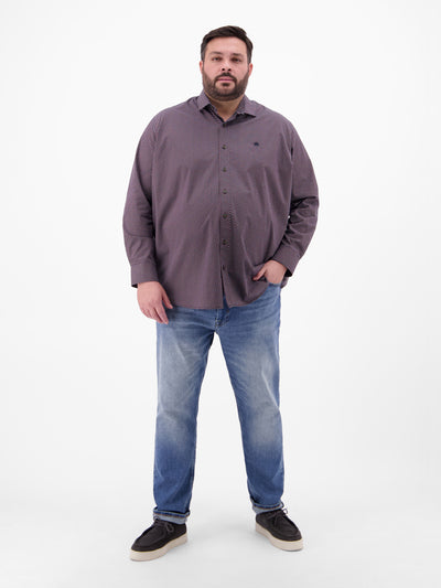 Langarmhemd in Übergrössen, dezent gemustert - LERROS