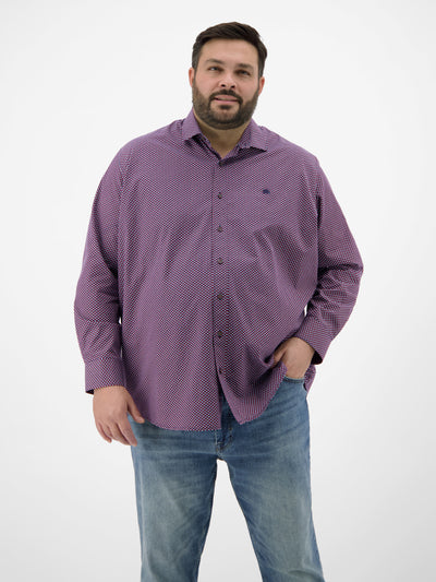 Langarmhemd in Übergrössen, dezent gemustert - LERROS