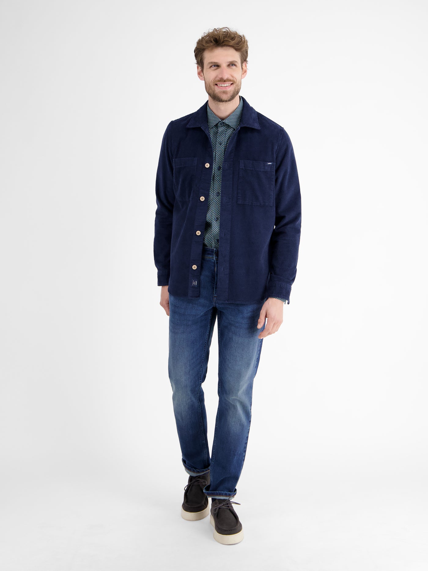 Herrenhemd mit Haifischkragen, dezent gemustert - LERROS