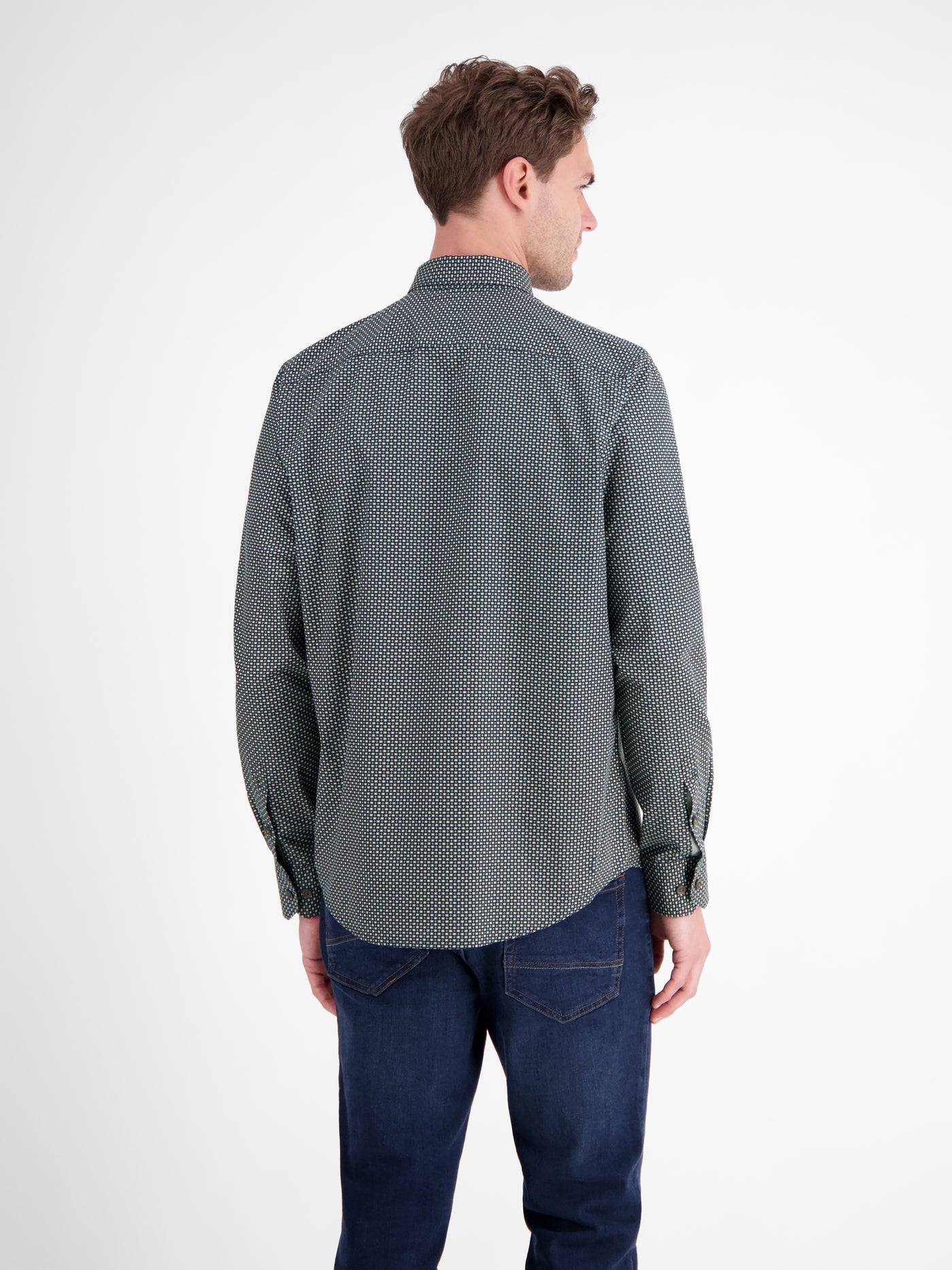 Herrenhemd mit Haifischkragen, dezent gemustert - LERROS