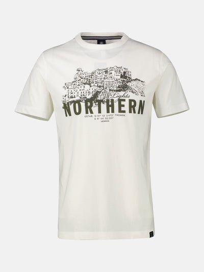 Unifarbenes T-Shirt mit Brustprint - LERROS