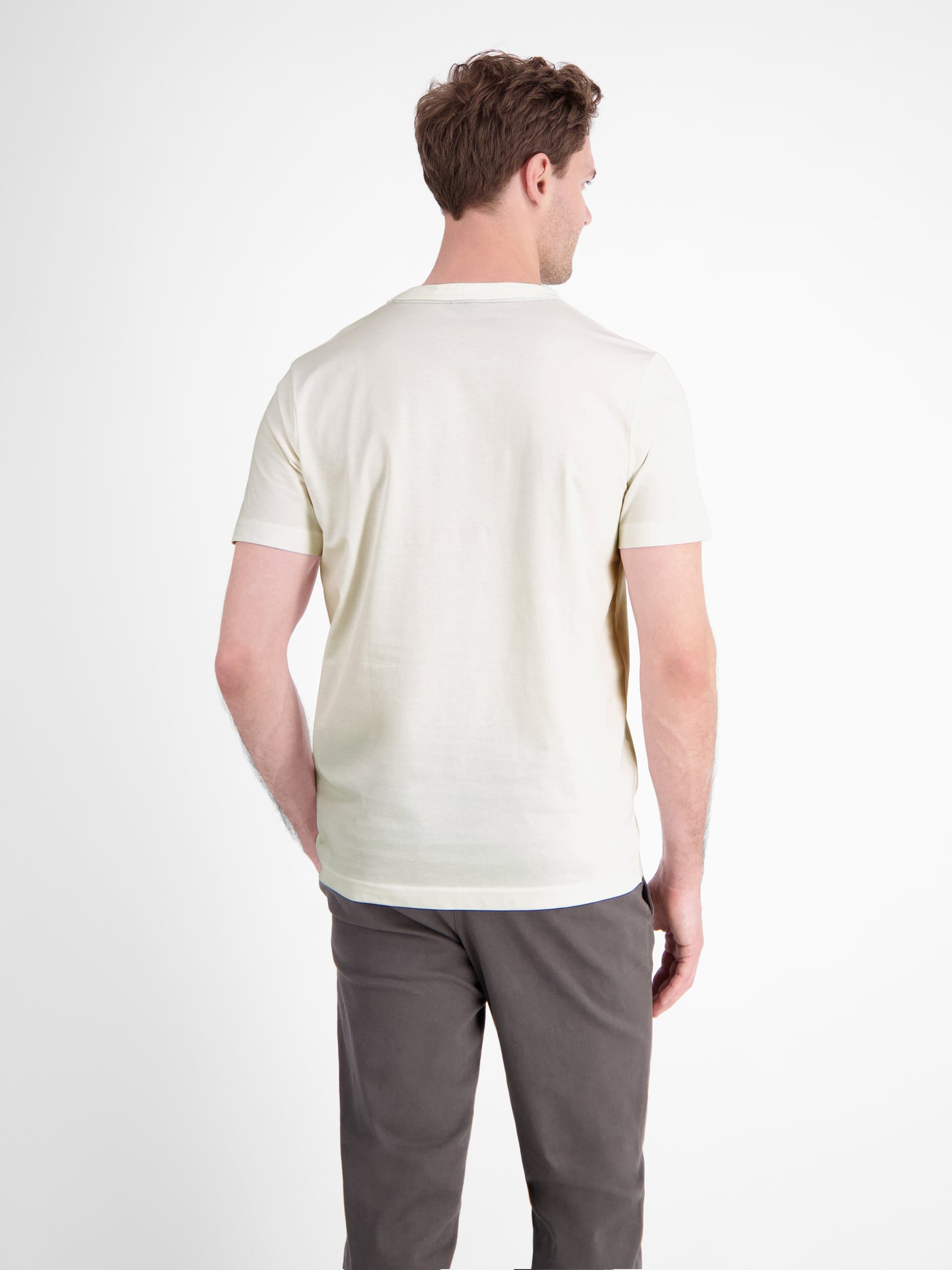 Unifarbenes T-Shirt mit Brustprint - LERROS