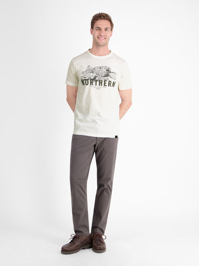 Unifarbenes T-Shirt mit Brustprint - LERROS