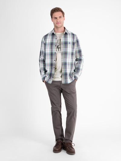 Unifarbenes T-Shirt mit Brustprint - LERROS